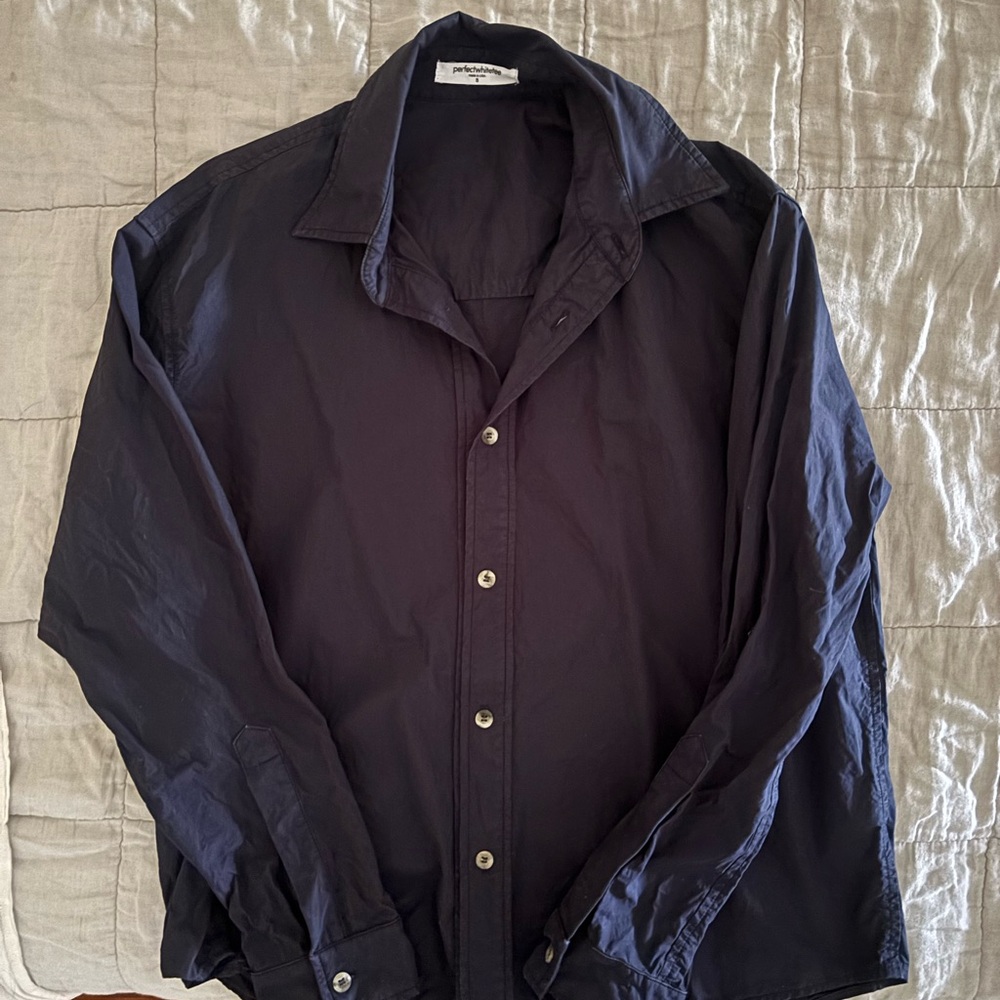 Perfectwhitetee Navy Button Down Shirt